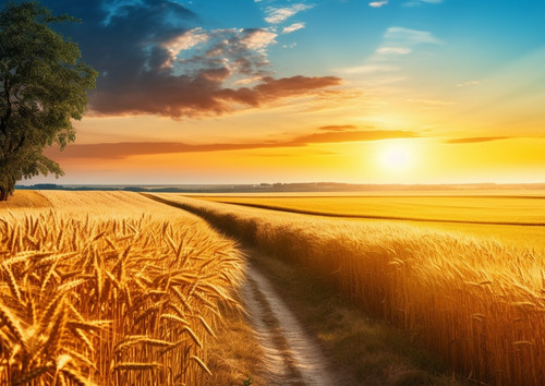 Sunset countryside wheat field - sunset,