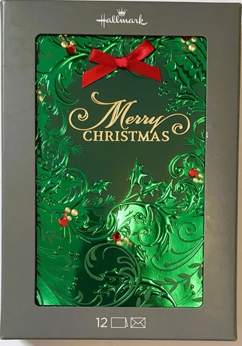 Christmas boxed cards green - christmas,