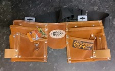 Kids / Childrens Tool Belt Big Boss Deluxe Brown Leather FREE UK DELIVERY 