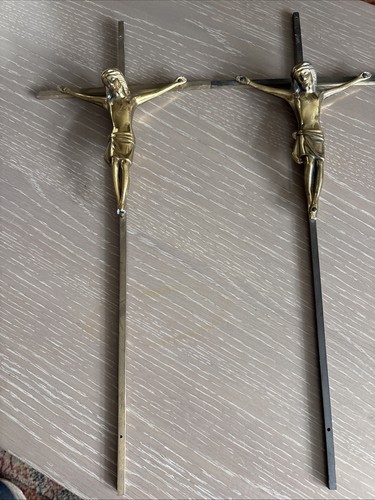 Twin crucifix bronze - crucifix,
