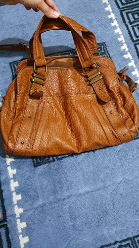 Brown pebbled faux leather - brown,