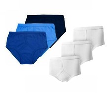 3x Mens Y Fronts Interlock Cotton Briefs Underpants Slips Underwear Blue White