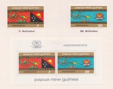 (F281-35) 1975 PNG 2stamps &MS independence 7t to 30t (AJ) 