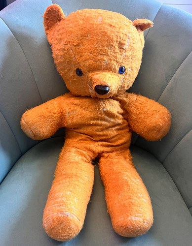 Vintage yellow teddy bear - yellow,