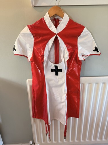 Pvc nurse suspender dress - suspender,