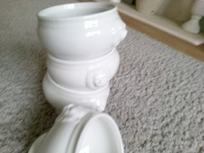 French 4 Soup Tureen Bowls In White Porcelain slightly used
