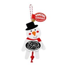 Personalised Dancing Snowman Xmas Tree Decoration Names Any Name Wooden A-Z
