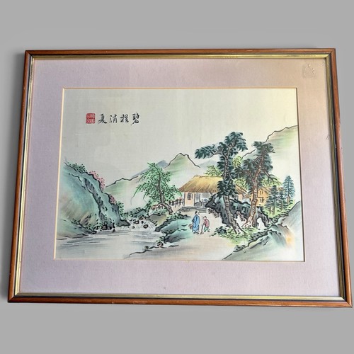 Vintage chinese silk landscape - vintage,