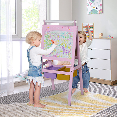 Pink kid wooden art - pink,