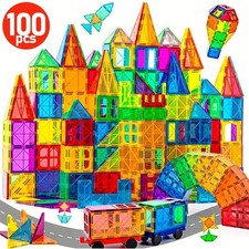 100 PCS Magnetic Tiles – Educational Construction Toy, Magnetic Building Blocks
