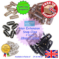 Hair Extension Snap Clips 28mm or 32mm for Wefts to Create Clip-Ins Free Postage