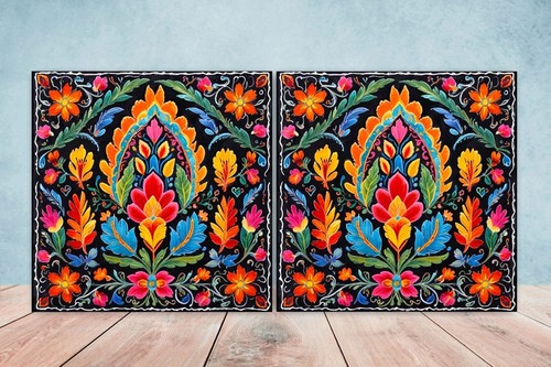Mexican ceramic tiles set of - mexican,