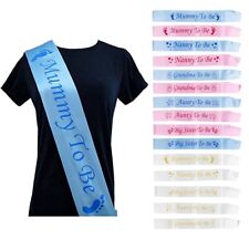 Baby Shower Party Sash Mum To Be Sashes Baby Boy & Girl White Blue Pink Decor UK