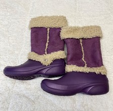 Crocs Purple Nadia Suede & Sherpa Fur Boots Women's UK Size 6 (D16)