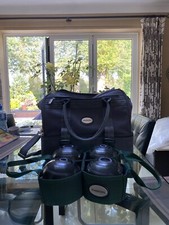 THOMAS TAYLOR LIGNOID PROGRIPLAWN BOWLS, EMSMORN BAG AND 4 BALL CARRIER