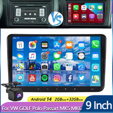 9" Android 14 For VW GOLF MK5 MK6 Carplay Car Stereo Radio Player 2+32G GPS +CAM