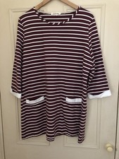 Autonomy Burgundy/cream Striped Tunic Dress Size L  Preowned Good Condition