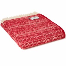 TWEEDMILL 100% Wool Sofa British Blanket FAIR ISLE WINTER RED  & CREAM THROW