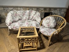 Wicker Bamboo Cane Garden Sofa