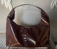 Zara Patent Effect Burgundy Bucket Bag