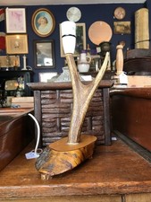 Vintage Mid 20th Century Taxidermy Antler Table Lamp With Antler Feet
