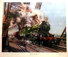 SIGNED/Ltd 850; Flying Scotsman Print by Terence Cuneo - Railway, Steam Train