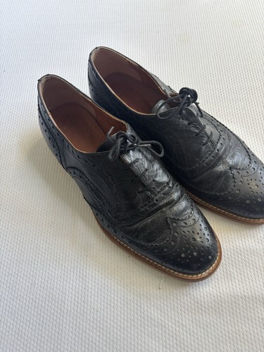 Ladies black leather brogue - ladies,