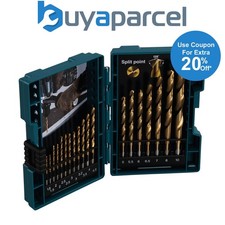 Makita 19 Piece HSS TiN Metal Steel Drill Bit Set Titanium 1-10mm Bits + Case