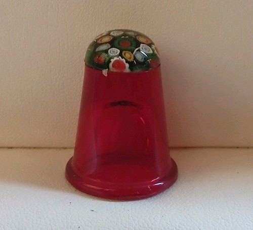 Vintage ruby red thimble with - vintage,