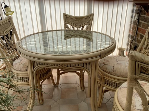 Rattan circular glass top - circular,