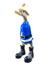 Wooden Fireman Firefighter Duck 25cm Ornament Wellies Boots DCUK