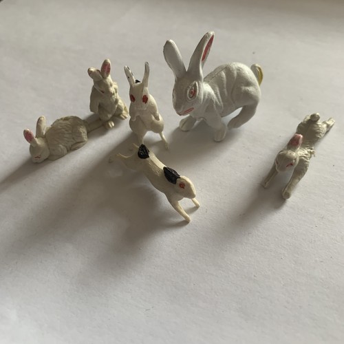 Vtg plastic white rabbit bunny - vtg,