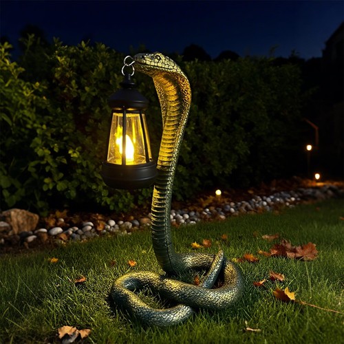 Solar garden snake statue - solar, with