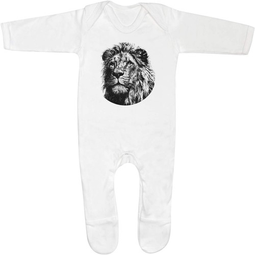 Lion portrait baby sleepsuit - 'lion,