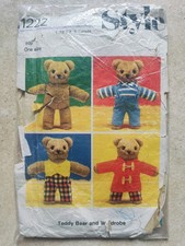 Vintage Style 1975 Sewing Pattern No. 1222 'Teddy Bear and Wardrobe'