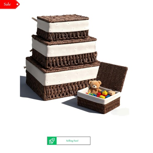 Pcs wicker storage - 3,
