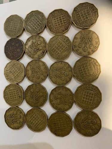 Three penny coins - three,