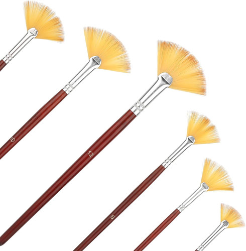 6pcs artist fan paint - fan, brushes