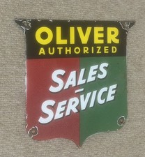 Vintage Oliver Tractor Authorized Sales & Service sign 10x10 inch metal