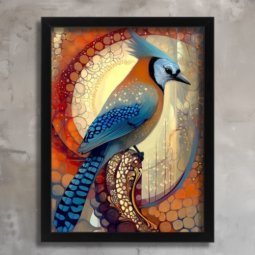 Vibrant blue jay wall - blue,