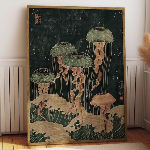 Jellyfish art nouveau poster - art,