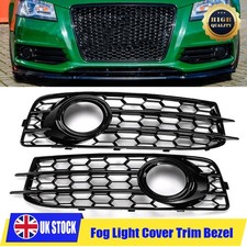 HONEYCOMB Black Front Fog Light Grill Grille Cover For Audi A3 8P S-Line 2009-12