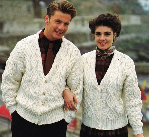 LADIES/MEN'S~ARAN~DIAMOND~CABL