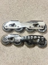K2 Inline Skates Aluminium Frames 80mm Wheels Abec 7 Bearings Silver Black Skull