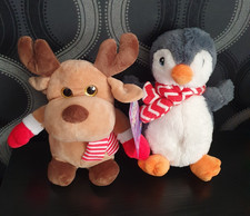 Snuggle Buddies Reindeer & Longleat Penguin - 9" & 10"