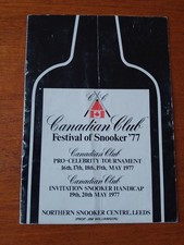 (10% OFF) "RARE"  CANADIAN CLUB FESTIVAL OF SNOOKER 16TH-20TH MAY 1977 NSC LEEDS