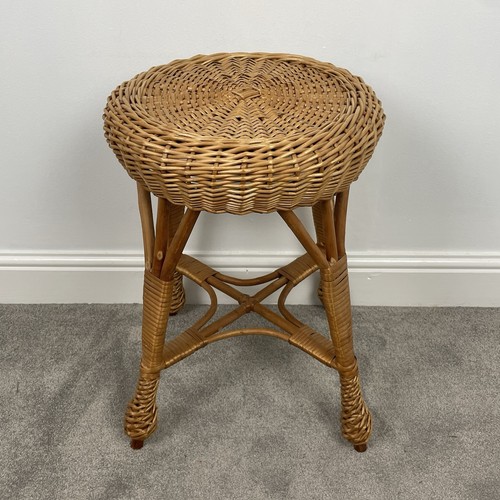 Vintage bamboo wicker - &, stool