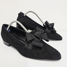 Russell & Bromley Casanova Bow Womans Size UK 4 Black Suede Leather Flats Shoes 
