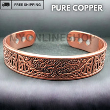 Magnetic Solid Pure Copper Tree Of Life Copper Bracelet Bangle Relief Arthritis