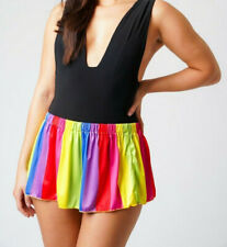 Rainbow Coloured Rara Mini Skirt Women's Girls High Waist Flare Just Short Skirt